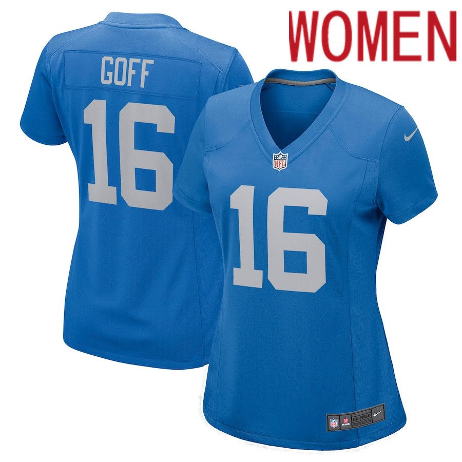 Women Detroit Lions 16 Jared Goff Nike Blue Game Player NFL Jersey